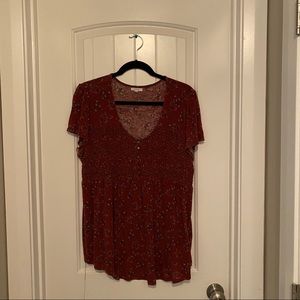 Burgundy Babydoll Top